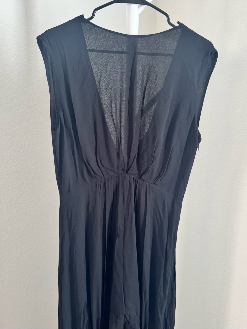 The Kooples Long Draped Black Sleeveless High-Low Ruffle Dress - Picture 9 of 11